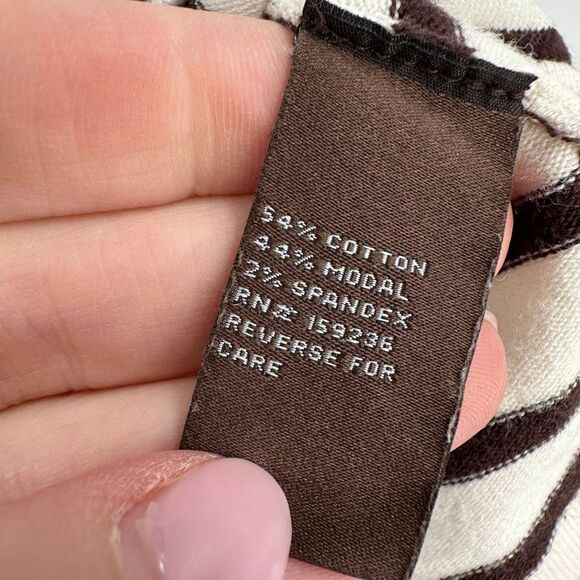 J McLaughlin XS Striped Sweater Cotton Modal Soft White Chocolate‎ Brown LS - Picture 5 of 9